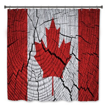 Canada Flag Painted On Old Wood Background Bath Decor 60937540