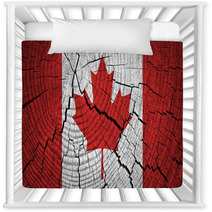 Canada Flag Painted On Old Wood Background Nursery Decor 60937540