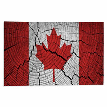 Canada Flag Painted On Old Wood Background Rugs 60937540