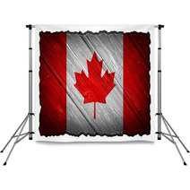Canada Flag Painted On Wood Tag Backdrops 62357282