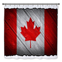 Canada Flag Painted On Wood Tag Bath Decor 62357282
