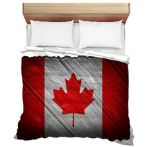 Canada Flag Painted On Wood Tag Bedding 62357282