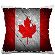 Canada Flag Painted On Wood Tag Pillows 62357282