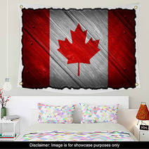 Canada Flag Painted On Wood Tag Wall Art 62357282