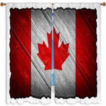 Canada Flag Painted On Wood Tag Window Curtains 62357282