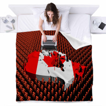 Canada Map Flag With Abstract People Illustration Blankets 50551065