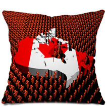 Canada Map Flag With Abstract People Illustration Pillows 50551065