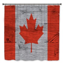 Canada National Flag Painted Old Oak Wood Fastened Bath Decor 74941197