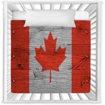 Canada National Flag Painted Old Oak Wood Fastened Nursery Decor 74941197