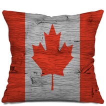 Canada National Flag Painted Old Oak Wood Fastened Pillows 74941197