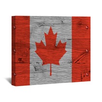Canada National Flag Painted Old Oak Wood Fastened Wall Art 74941197