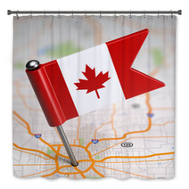 Canada Small Flag On A Map Background Bath Decor 63946279