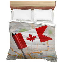 Canada Small Flag On A Map Background Bedding 63946279