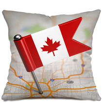 Canada Small Flag On A Map Background Pillows 63946279