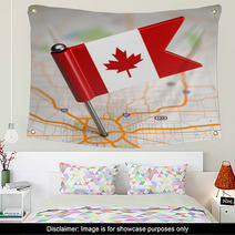 Canada Small Flag On A Map Background Wall Art 63946279
