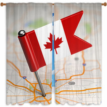 Canada Small Flag On A Map Background Window Curtains 63946279