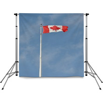Canadian Flag Flying High Backdrops 61253832