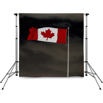 Canadian Flag Over Menacing Sky Backdrops 62869691