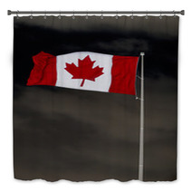Canadian Flag Over Menacing Sky Bath Decor 62869691