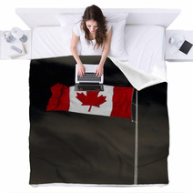 Canadian Flag Over Menacing Sky Blankets 62869691