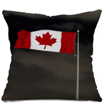 Canadian Flag Over Menacing Sky Pillows 62869691