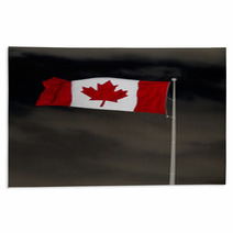 Canadian Flag Over Menacing Sky Rugs 62869691