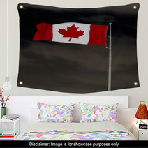 Canadian Flag Over Menacing Sky Wall Art 62869691