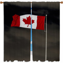 Canadian Flag Over Menacing Sky Window Curtains 62869691
