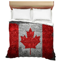 Canadian Flag Painted On Concrete Wall Bedding 64520706