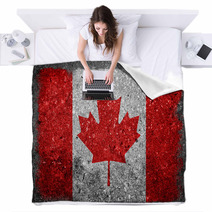 Canadian Flag Painted On Concrete Wall Blankets 64520706