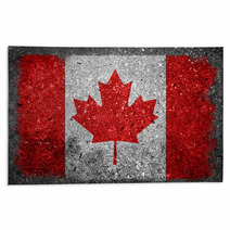 Canadian Flag Painted On Concrete Wall Rugs 64520706