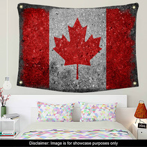 Canadian Flag Painted On Concrete Wall Wall Art 64520706