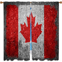 Canadian Flag Painted On Concrete Wall Window Curtains 64520706