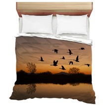 Canadian Geese At Sunset Bedding 38280116