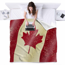 Canadian Grunge Flag Grunge Effect Can Be Cleaned Easily Blankets 51599883