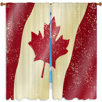 Canadian Grunge Flag Grunge Effect Can Be Cleaned Easily Window Curtains 51599883