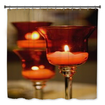 Candles Lit In A Glass Candle Holder Bath Decor 23798374