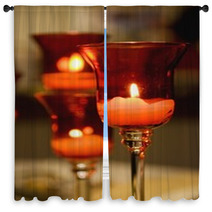 Candles Lit In A Glass Candle Holder Window Curtains 23798374