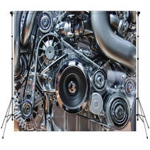 Car Engine, Concept Of Motor With Metal, Chrome, Plastic Parts Backdrops 81565261