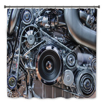 Car Engine, Concept Of Motor With Metal, Chrome, Plastic Parts Bath Decor 81565261