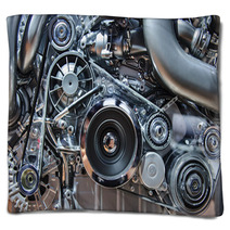 Car Engine, Concept Of Motor With Metal, Chrome, Plastic Parts Blankets 81565261