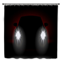 Car Headlights Shining In The Dark Bath Decor 72864908