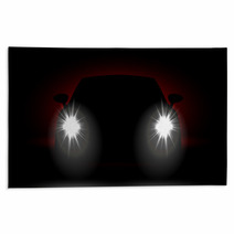 Car Headlights Shining In The Dark Rugs 72864908