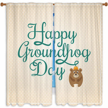 Card For Groundhog Day Window Curtains 97493496