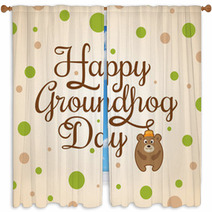 Card For Groundhog Day Window Curtains 97493503