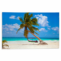 Caribbean Paradise Tropical Palm Tree Beach Side Rugs 63654643