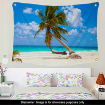 Caribbean Paradise Tropical Palm Tree Beach Side Wall Art 63654643