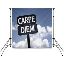 Carpe Diem Sign With Clouds And Sky Background Backdrops 68784042