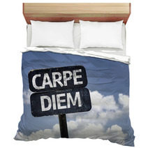 Carpe Diem Sign With Clouds And Sky Background Bedding 68784042