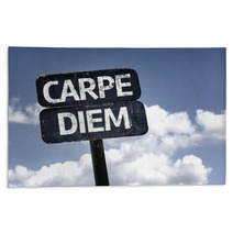 Carpe Diem Sign With Clouds And Sky Background Rugs 68784042